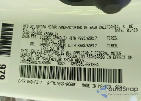 2020 Toyota Tacoma Trd Sport из США, поврежденный, VIN 3TMCZ5ANXLM325654